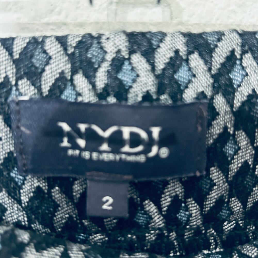 NYDJ Charcoal Diamond Printed Tummy Control Pull-On High Rise Pants Size 2 NWT - Picture 6 of 8